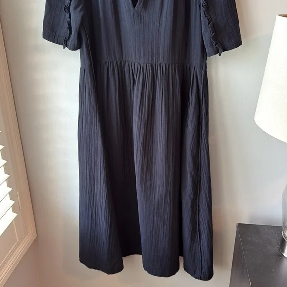 ME+EM Cheesecloth V-Neck Cotton‎ Shirt Dress